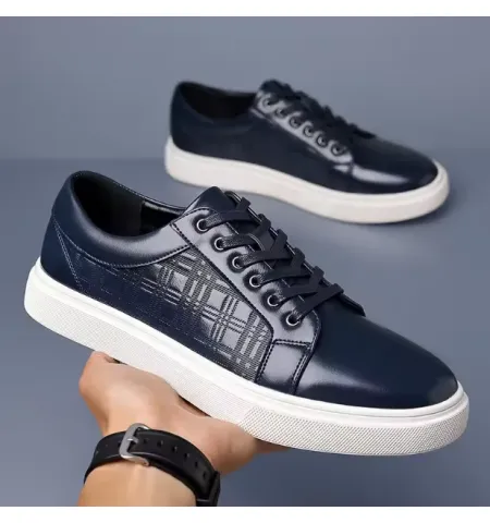 Leather New Arrival Skateboard Style Casual Men Shoes Lace up Breathable Slow Wind Walking Sports Running Shoes