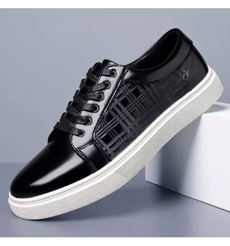 Leather New Arrival Skateboard Style Casual Men Shoes Lace up Breathable Slow Wind Walking Sports Running Shoes