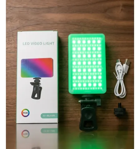 BKN AY-96 RGB Portable Pocket Mobile LED Light Rechargeable | Video Light, Dimmable 3200K-6500K LED Fill Light for Computer, Tablet, Smartphone, DSLR Camera with Screen Clip
