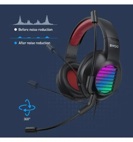 BWOO BO-BX024 Stereo Surround Sound Wired Gaming Headphone With Mic