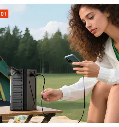 LP V101 TWS Wireless Bluetooth V5.1 Portable Speaker Powerbank FM Radio TF USB Drive RGB LED Light