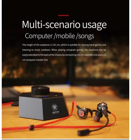 PLEXTONE G50 Quake Vibration Gaming Earphones with DSP Sound & Detachable Mic