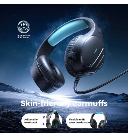 Joyroom JR HG2 Over‑Ear Gaming Headphone with Ice Blue Light
