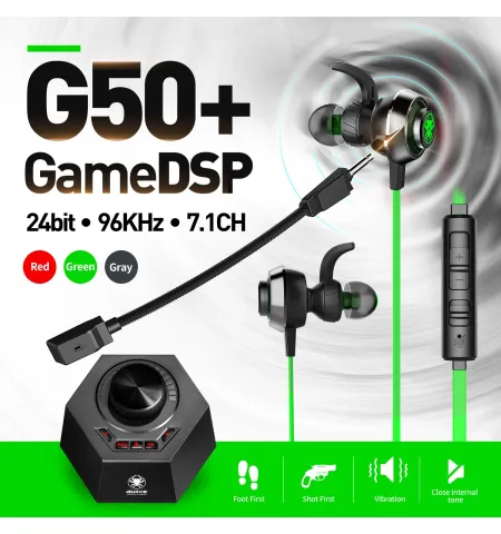 PLEXTONE G50 Quake Vibration Gaming Earphones with DSP Sound & Detachable Mic