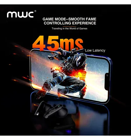MWC ASVA Pro Ultra Premium Bluetooth Earbuds TWS Hybrid ANC (6 Mics) 10mm Driver