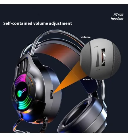 Lenovo HT406 Wired USB Gaming Headset  RGB LED And Mic