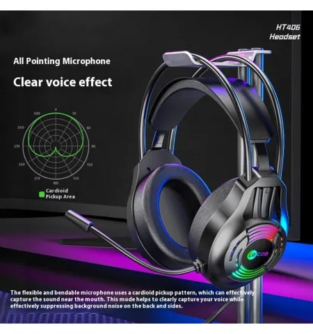 Lenovo HT406 Wired USB Gaming Headset  RGB LED And Mic
