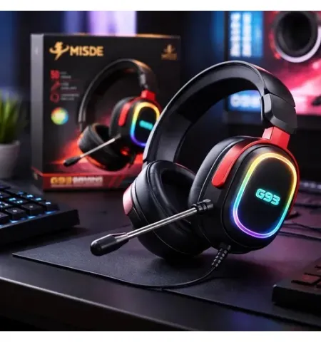 Misde G93 USB Over Ear Gaming Headset With Noise Isolating Microphone And LED Lighting