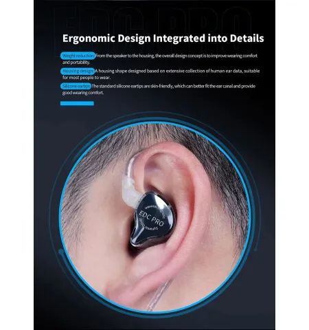KZ EDC PRO Detachable In Ear Monitors IEM Earphone With Mic