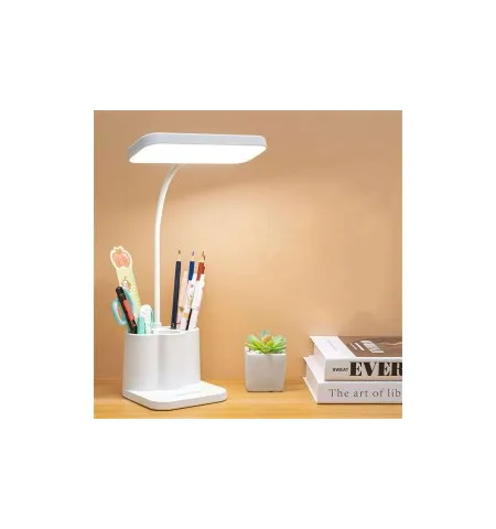 Rechargeable LED Study Lamp With Pen & Phone Holder – 3 Color Modes, Eye Care & Flexible