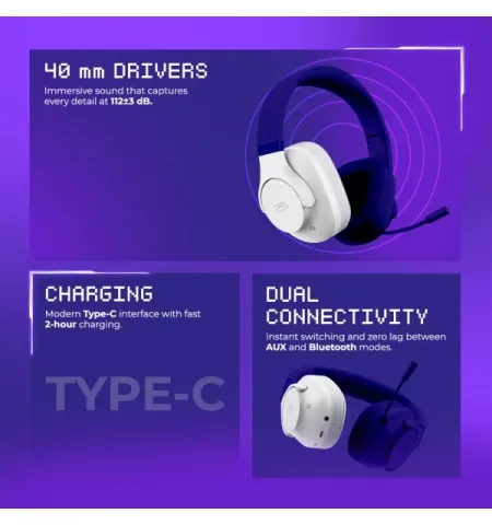 Proove Gaming Bliss (APP) Wireless Over-Ear Headset Bluetooth 5.4 High-Fidelity Gaming Headphone