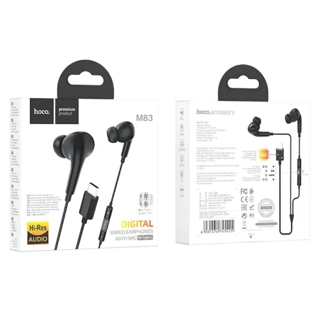 Hoco M83 Type C Original Series Wire Controlled Earphone With Mic