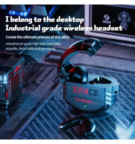 Plextone xMowi Space Endless Wireless TWS Gaming Metal Alloy Case Bluetooth 5.3 Earbud Game Music Dual Mode Mic Headset