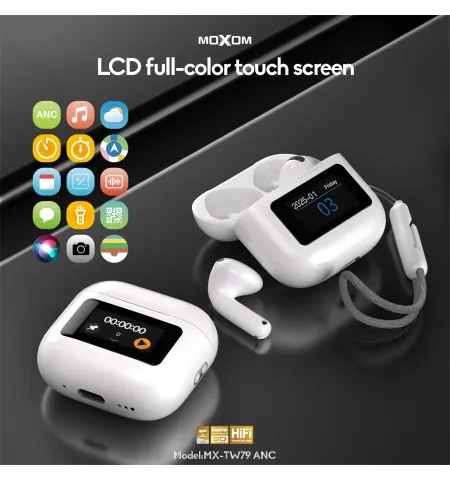 Moxom MX TW79 ANC + ENC With Smart Touch Screen TWS Wireless Earbuds