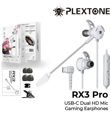 PLEXTONE RX3 Pro In-Ear Wired Gaming Earphones With Removable HD Microphone