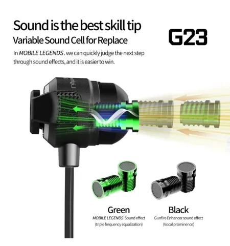 Plextone G23 Super Bass Dual Variable Sound Cell For Replace Gaming Earphone With Mic