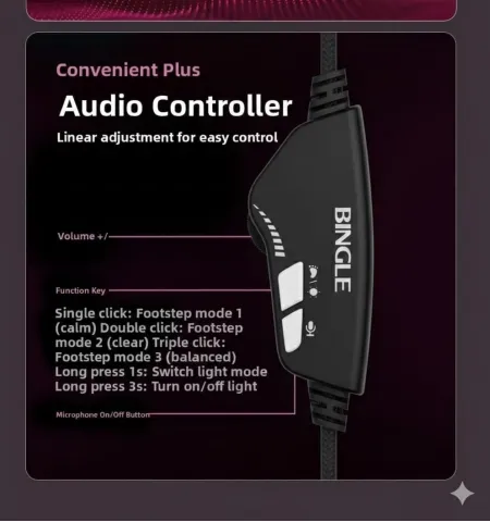 BINGLE G20 Wired Gaming Headphone RGB Light Detachable Mic