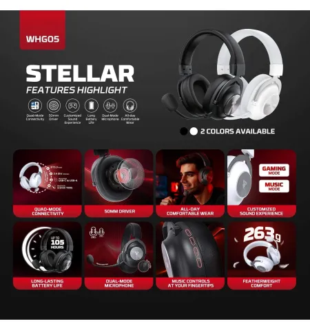 Fantech Stellar WHG05 Tri-Mode Wireless Gaming Headset