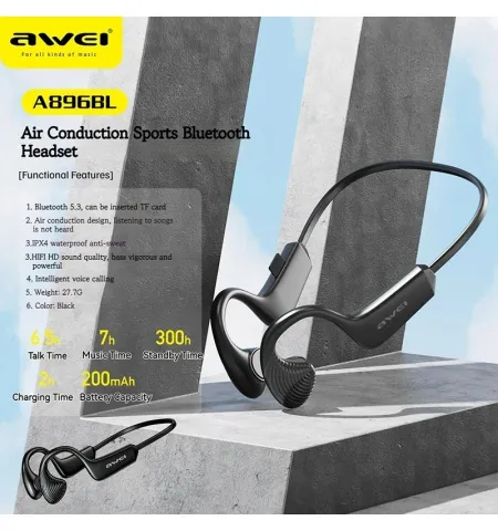 Awei A896BL Air Conduction Sports Wireless Bluetooth Headset  With Mic