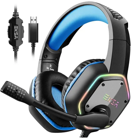 EKSA E1000 USB RGB Gaming Headset 7.1 Surround Sound With Mic Gaming Grade 50Mm Drivers