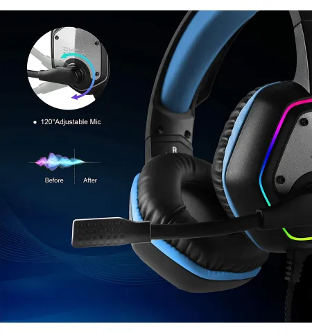 EKSA E1000 USB RGB Gaming Headset 7.1 Surround Sound With Mic Gaming Grade 50Mm Drivers