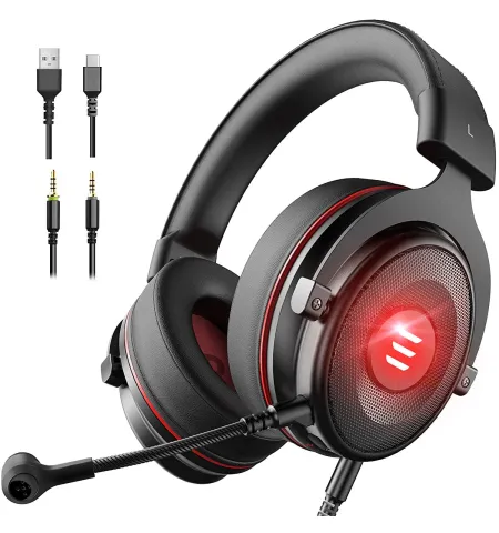 EKSA E900 Pro Gaming Wired Over Ear Headphones With Virtual 7.1 Surround Sound With Mic & Led