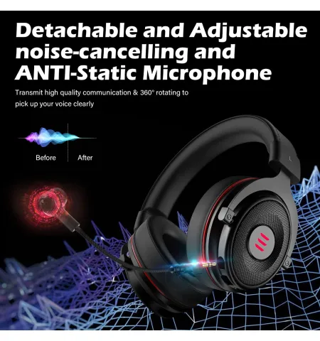 EKSA E900 Pro Gaming Wired Over Ear Headphones With Virtual 7.1 Surround Sound With Mic & Led