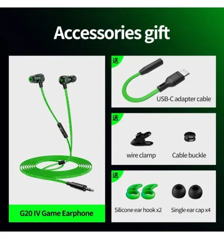 Plextone G20 Mark IV Metal Bass Magnetic Noise Cancelling Gaming Earphone Type C And 3.5MM