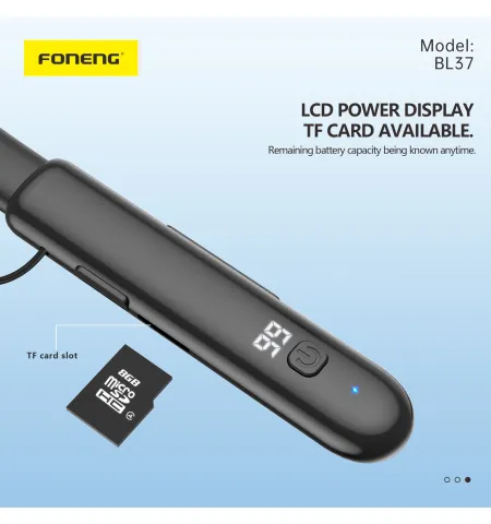 Foneng BL37 Digital Display Neckband Bluetooth Earphone