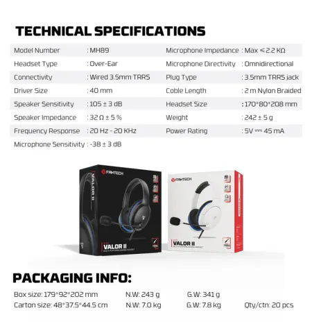 Fantech MH89 VALOR Premium Gaming & Audio Headphone