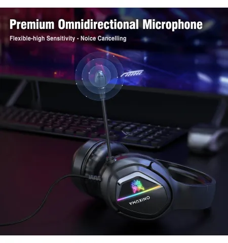 ONIKUMA X2 Gaming Headset RGB Lights 40mm Driver 3D Stereo Surround Sound With Microphone