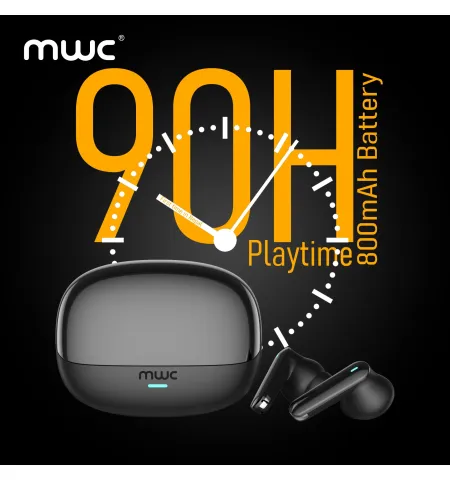 MWC ASVA Pro Ultra Premium Bluetooth Earbuds TWS Hybrid ANC (6 Mics) 10mm Driver