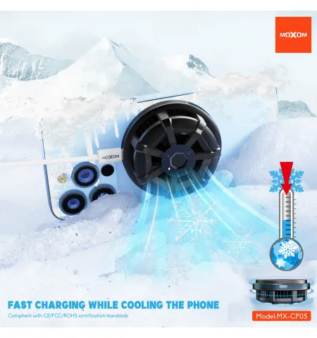 Moxom MX CP05 15 Watt Magnetic Wireless Charger Mobile Cooler