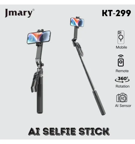 JMARY KT299 Smart Rotation Selfie Stick & Tripod With AI Face Sensor (Up to 1.8 m, 360° Horizontal)