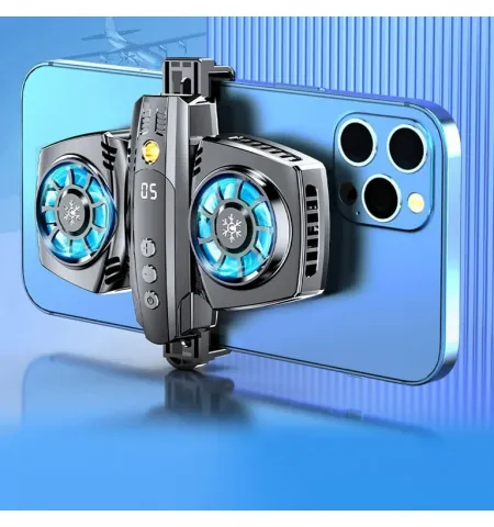 K4 Mobile Phone Cooler Radiator Semiconductor Dual Fan Temperature Display