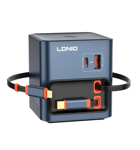 LDNIO Q16 100W GaN Pro Desktop Charger: All-in-One Fast Charging Hub with Retractable Cables