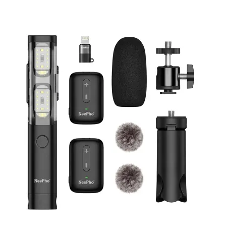 NeePho NP63 2 In 1 Wireless Lavalier Microphone Kit with Charging Case (Type-C + Lightning)