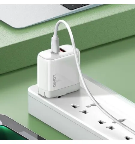 LDNIO A2526C 45W Dual USB QC4.0 Super Fast Charger With USB C Cable