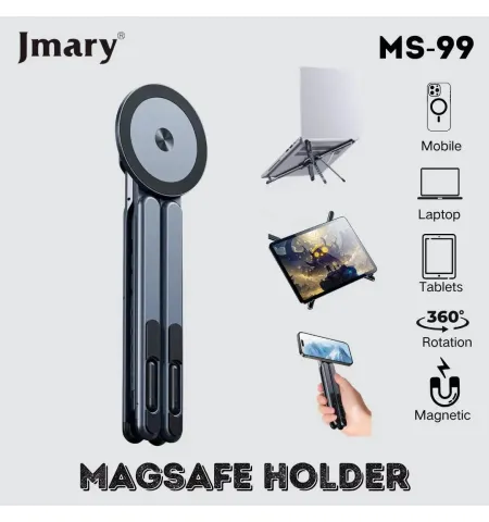 Jmary MS-99 3-in-1 Portable Magsafe Aluminum Laptop, Tablet & Phone Holder Stand