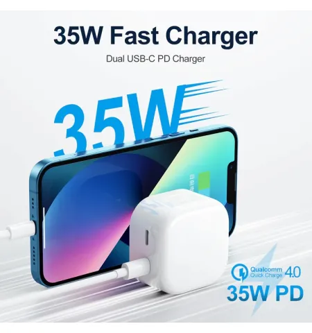 Joyroom L-2P356 35W Mini Intelligent Dual Port Fast PD Charger