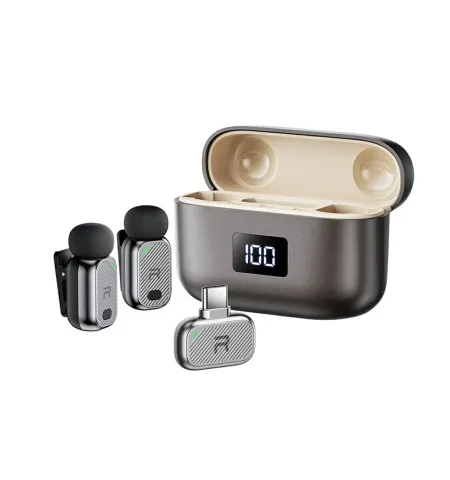 REMAX K23 AI Voice Changing Mini Wireless Lavalier Microphone 2-in-1 Set Type-C Interface