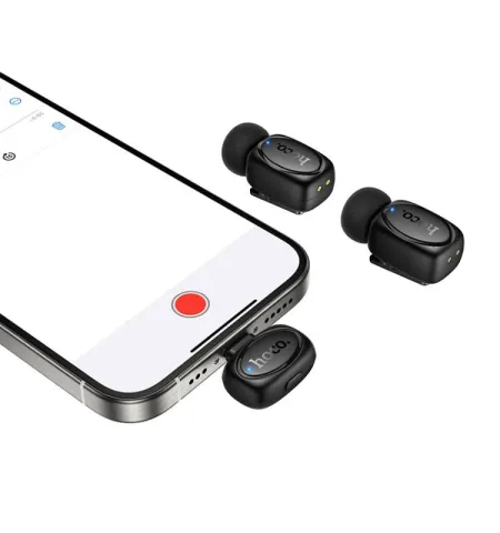 HOCO L19 Dual-Mic Lavalier Wireless Microphone USB-C + Lightning Adapter