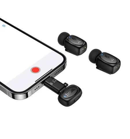 HOCO L19 Dual-Mic Lavalier Wireless Microphone USB-C + Lightning Adapter