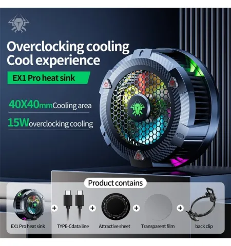 PLEXTONE EX1 Pro RGB Professional Game Player Hurricane Turbofan Magnetic Mobile Phone Radiator