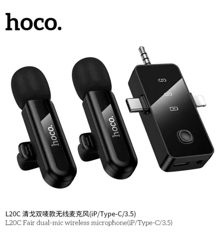 Hoco L20C Fair Dual-Mic Wireless Microphone (iP/Type-C/3.5)