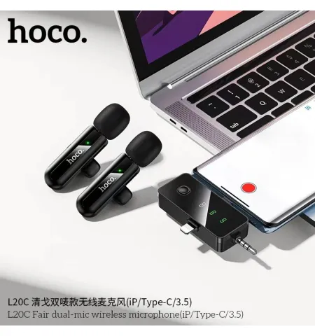 Hoco L20C Fair Dual-Mic Wireless Microphone (iP/Type-C/3.5)