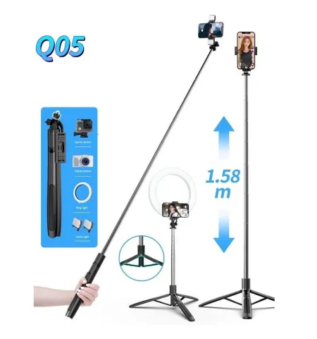 Q05 1580mm Retractable Selfie Tripod With Wireless BT Remote