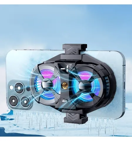 SL07 Digital Tempereture Display Dual Cooling Fan Cell Phone Radiator Mobile Phone Cooler