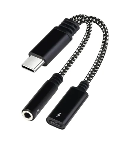USB Type C To 3.5mm 2 In 1 Headphone And Charger Adapter