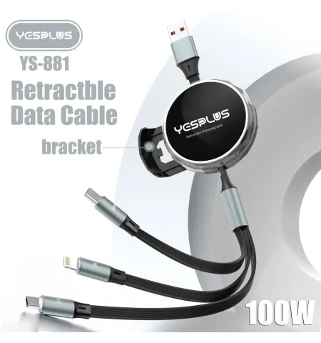 Yesplus YS881 Retractable 3 In 1 Data Cable